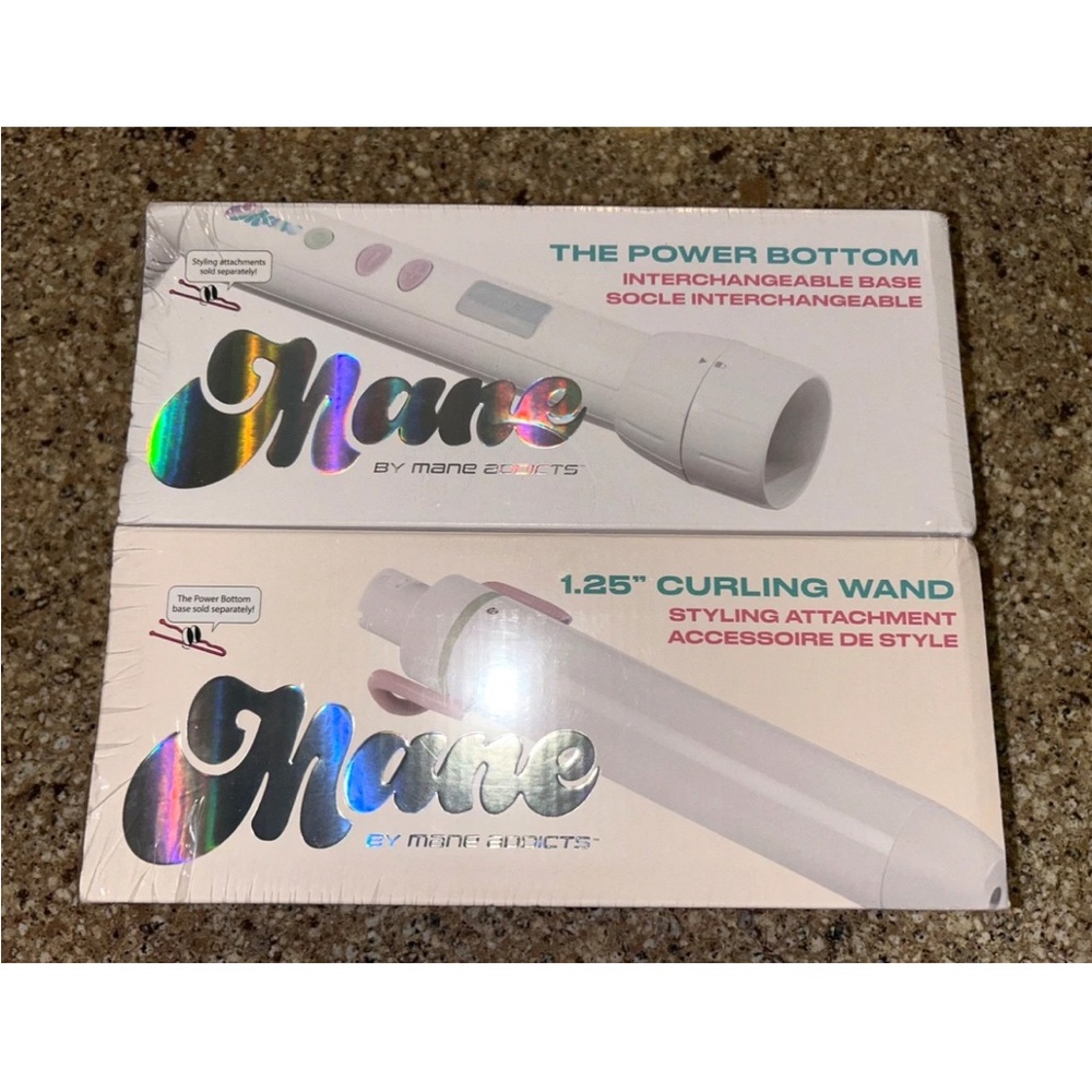 NEW! MANE by Mane Addicts 1.25" Curling Iron & The Power Bottom Set
